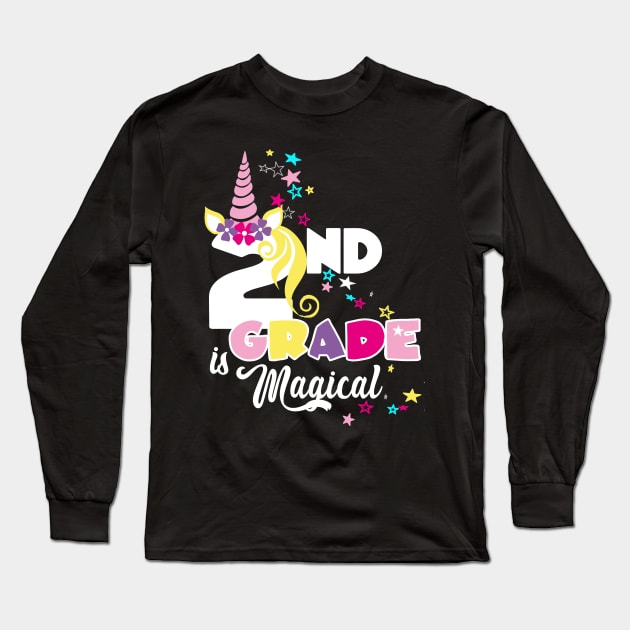 Second Grade Girls Unicorn 2nd Grader Magical Unicorn Lover Gift Long Sleeve T-Shirt by Bezra